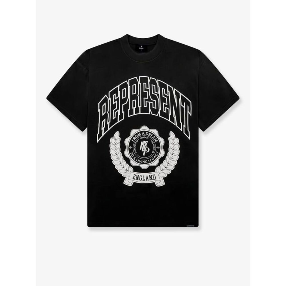 Represent Men Legacy Crest Cotton T-Shirt With Distressed Effect